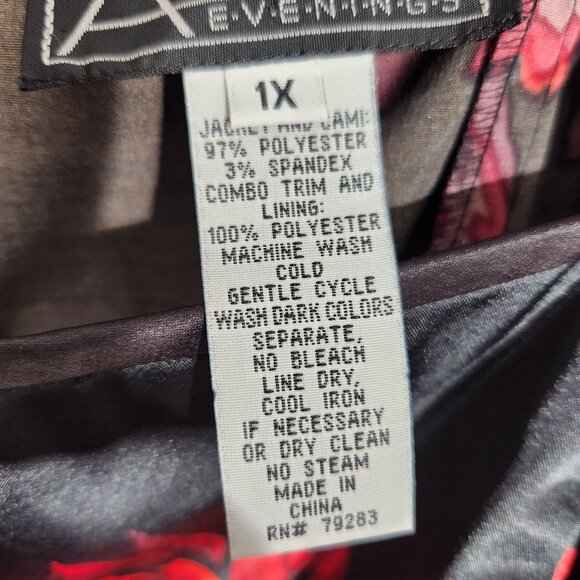 Alex Evenings Womens Black & Red Floral Jacket & Camisole 2-Piece Set Size 1X - Picture 10 of 16